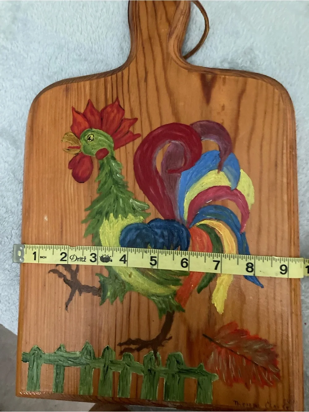 Hand-Painted Multicolor Rooster Wooden Kitchen Board